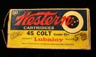 Vintage Western Empty Ammo Box 45 Colt Center Fire 255 Grain Lubaloy Bullet 45cp