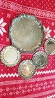Vintage Embossed  Coasters And Tray Silver Plate