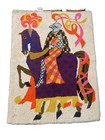 Vintage Mcm Latch Hook Completed Rug Wall Hanging 4   x3    Large Knight Castle Mod