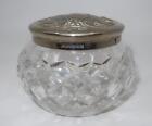 Waterfrod Crystal  Silverplate Dresser Vanity Powder Jar   Lid  4  X 3  H