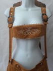 Bavarian Oktoberfest Lederhosen Xxl Knee-length Trousers Suspenders Light Brown
