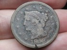 1853 Braided Hair Large Cent Penny  Good vg Details