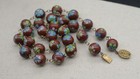 Antique Silver Chinese Import Red Cloisonn   Enamel Chain Necklace Floral 24 