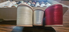 Vintage Lot Of 35 Large Wooden Sewing Thread Spools  With Thread On Spools