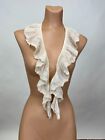 Antique 1910s Handmade Cotton Floral Embroidered Lace Cream Ruffle Trim As Is