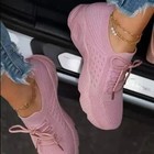 Women s Mesh Breathable Platform Sneakers Lace-up Casual Walking Shoes Plus Size