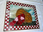 Antique  Stained Glass Window Panel Vintage Old Hanging Lead Welded Hearts