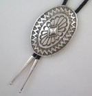 Large   Heavy High Quality Sterling Silver Radiant Southwestern Bolo Tie