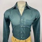 Nos Saxton Dress Shirt Madmen Nik Green New Vintage 60s 70s Mens Medium Tall