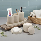 Bathroom Accessory Set  6pcs Beige Bathroom Accessories - Soap Dish  Lotion Disp
