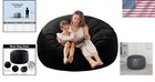 Cozy 3-foot Black Bean Bag Chair - Plush Memory Foam   Stain Resistant Velvet
