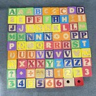 Old Wooden Alphabet Blocks 80pc Lot Wood Toys Math Symbols Shapes Animals Crafts