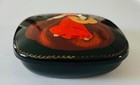 Lovely Vintage  Russian Palekh Square Hinged Metal Lacquer Box 4  X 1 
