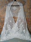 Antique Lace Veil Wedding Embroidered Shawl Stole Needlework Embroidery