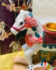 Vintage Ceramic Carousel Horse Candle Holder With Taper Candle Original Box