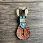 Leather Spur Straps Womans Western Tooled Brown Turquoise Cut Out 3764