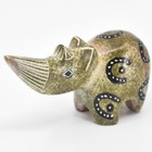 Crafts Caravan Carved Soapstone Rhinoceros Good Luck Horse Shoes Figurine Kenya