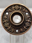 Vintage Antique Brass Escutcheon 4 Handle Door Plate History Key Old Art Floral 