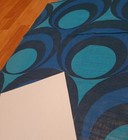 Awesome Rare Vintage Mid Century Retro 70s Blue Blk Op Art Circles Fabric  Look 