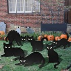 6-pack Halloween Black Cat Silhouettes - Glow-in-the-dark Appeal For Lawn Decor
