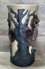 Vtg 80   s Owl Umbrella Stand Walking Cane Hiking Stick Holder Big Vase Boho Decor
