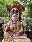 Antique Chinese Qing Dynasty Goddess Quan Yin Carved Gilt Wood Buddha Statue