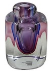 Stunning Art Glass Perfume Bottle Bud Vase Purple   Pink Swirls Square Shape 4   