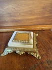 Victorian Gold Plated Marble Base Glass Ink Well  5 1 4    Square Great Condition