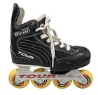Tour Wizard Inline Roller Skates Youth Size 10 11 12 13 Hockey Black Bi-level
