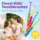 Kids Toothbrush 4 Pack - Soft Bristles With Suction Cup - Toothbrush Kids  Child