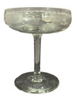 Vintage Clear  Etched Glass Patterned Stem Compote Dish 4 5 Inch Champagne Coupe