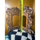 Antique 1880s-1920s Carved Wood Double Picture Frame Tall Hinged