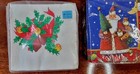 Two Vintage Packs Of Christmas Beverage Napkins Santa Clause   Holly Designs