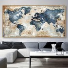Vintage World Map Canvas Painting Canvas Wall Art Home Decor Poster Canvas Mural