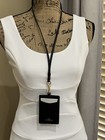 New Coach F57311 Crossgrain Leather Lanyard Badge Id Holder - Black gold