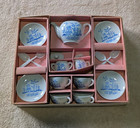Vintage Jaymar Mini Porcelain Tea Set 17pc Blue China Toy Set W  Box