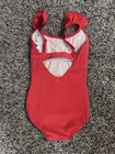 Jo jax Girls Ys    ruffled Up    Leotard In Candy Apple Red