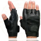 Sh217 Milwaukee Leather Men s Black Leather   Mesh Fingerless Gloves Padded Palm
