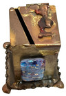 Vintage Brass Copper   Glass Tzedakah Pushke Charity Box Judaism Jewish Judaica