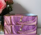 New Lavender   Gold Swirl Decorative Trinket Box W 2 Removable Drawers   4 5   