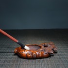4 7  Collect China Box-wood Carving Pine Tree Calligraphy Brush Washer Statue