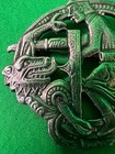 Vintage Norway Pewter Dragestil Dragon Fighting Viking Brooch Pendant 2 25  Rare