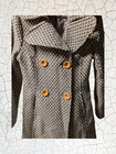 Vintage Seiseda Costume Wool Blend Tweed Coat Brown Beige Yellow Large Collar