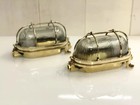 Nautical Brass Bulkhead Oval Ship Light Fixture Marine Style 2 Pieces