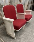 2 Theater Seats  Vintage Red Upholstered Tip-up Cinema Auditorium Seating  A66