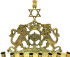 Vntg Judaica Jewish Star Lions Of Judah Hanukkah Menorah Judaism Israel Hebrew