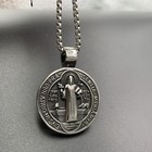 Crucifix Cross Exorcism Saint St Benedict Medal Necklace Pendant Stainless Steel