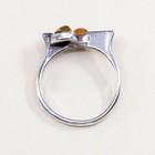 Sz 7 25  Orangle Amber Cabochon Sterling Silver Solitaire Ring  Stamped 925