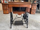 Antique Ruby Treadle Sewing Machine-restored Oak Cabinet   Cast Iron Base-1800   s