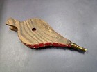 Vintage Wood   Red Leather Fireplace Bellows Embossed Hammered Brass